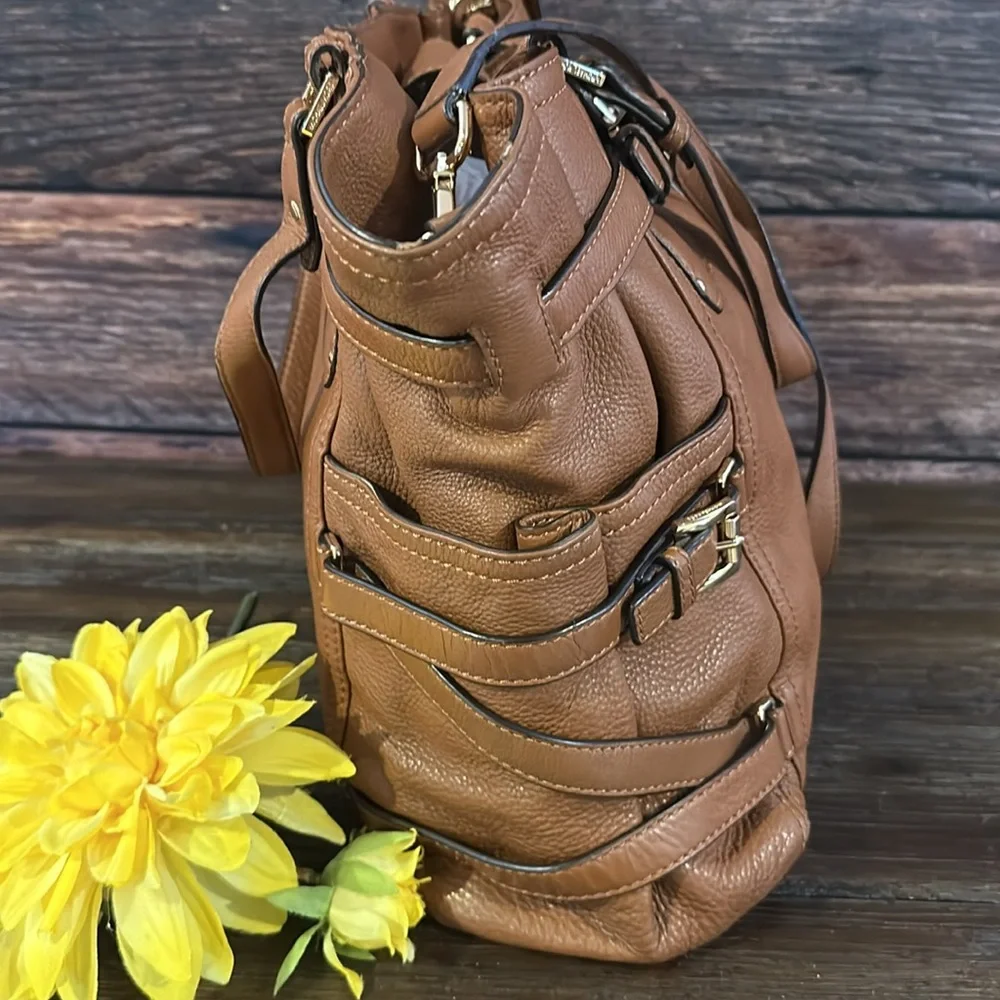 MICHAEL KORS GANSEVOORT LARGE LIGHT BROWN LEATHER TOTE BAG!